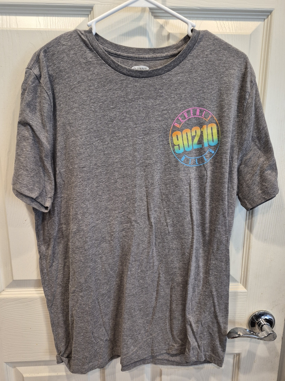 Old Navy 90210 Graphic Tee - Gray with Rainbow Logo